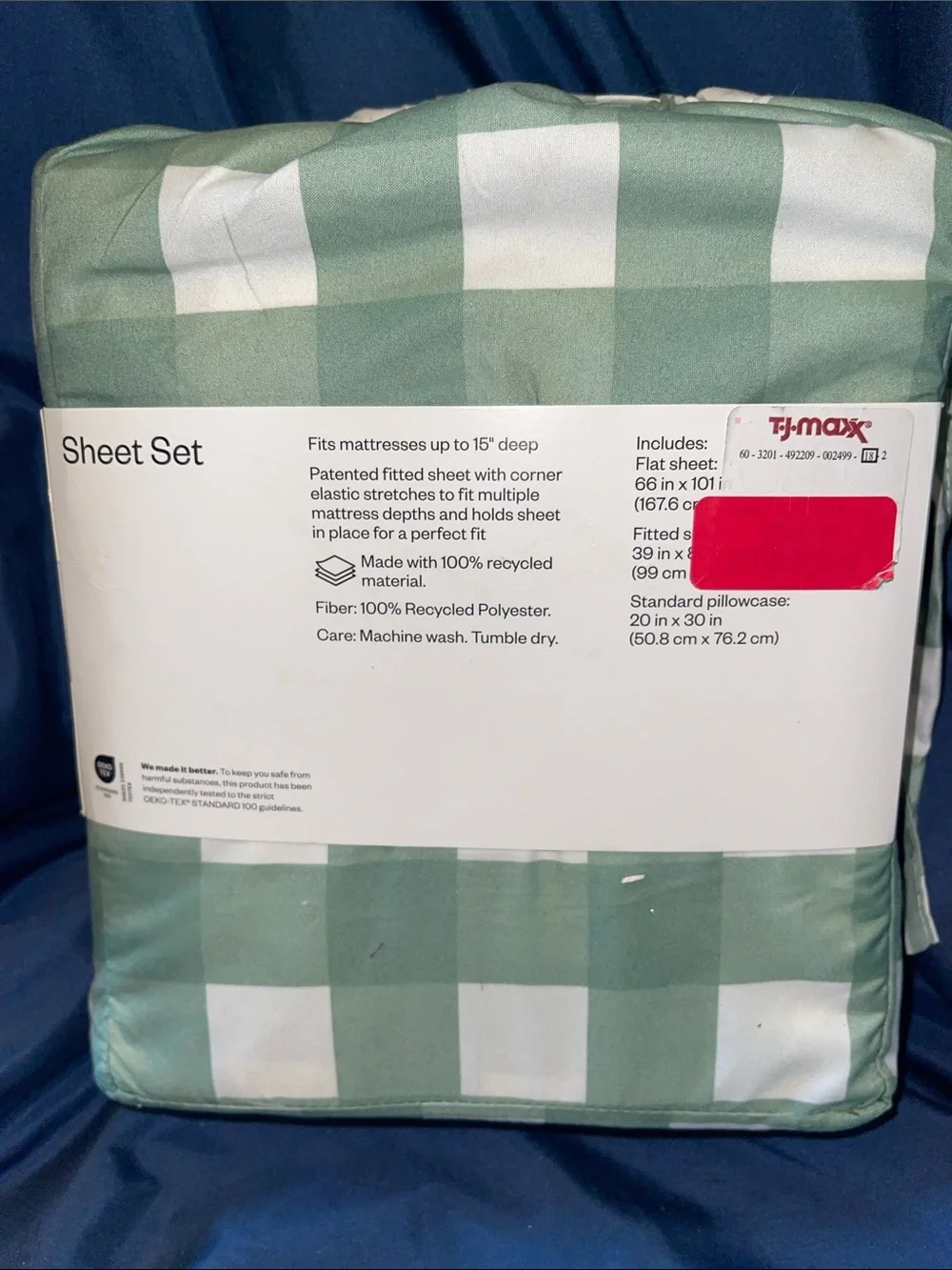 Room Essentials Microfiber Sheet Set - Sage Green and White Check